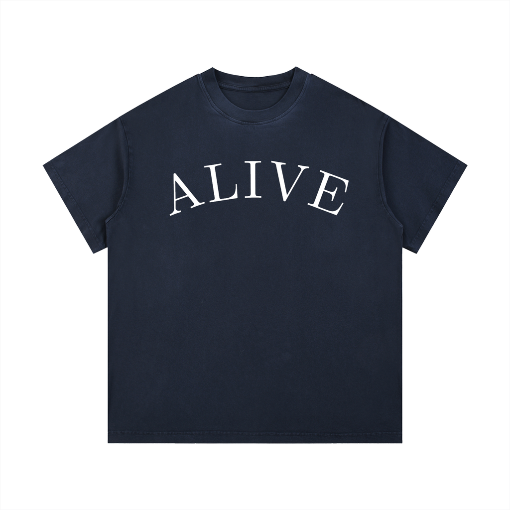 "ALIVE" Vintage Wash Cotton T-Shirt