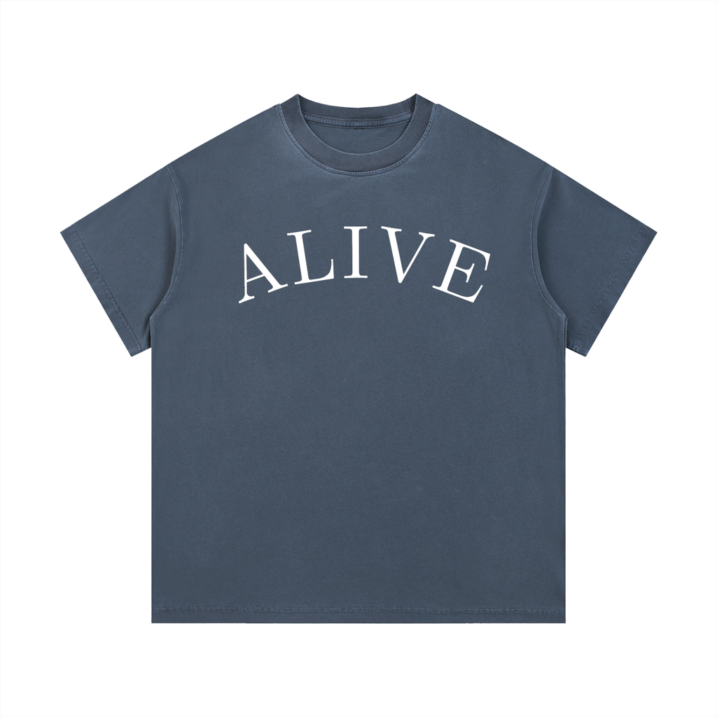 "ALIVE" Vintage Wash Cotton T-Shirt