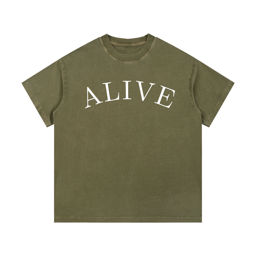 "ALIVE" Vintage Wash Cotton T-Shirt