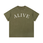 "ALIVE" Vintage Wash Cotton T-Shirt