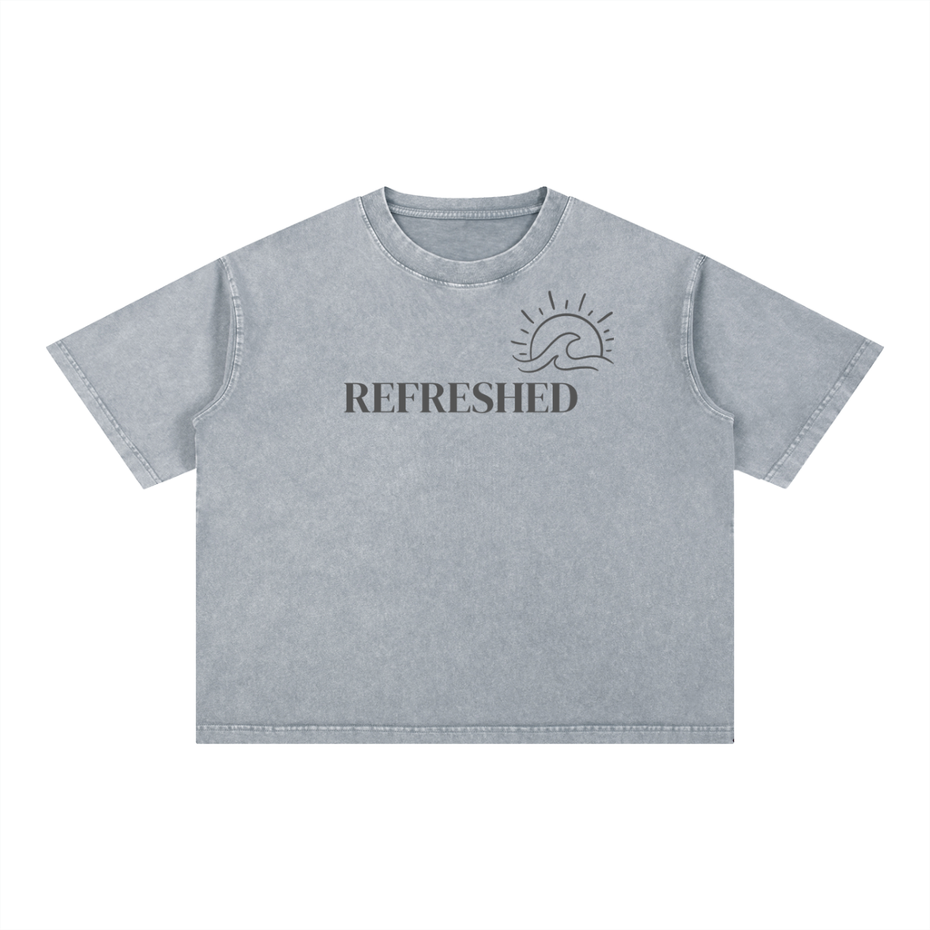 "REFRESHED" Mineral Wash Boxy Cotton T-Shirt