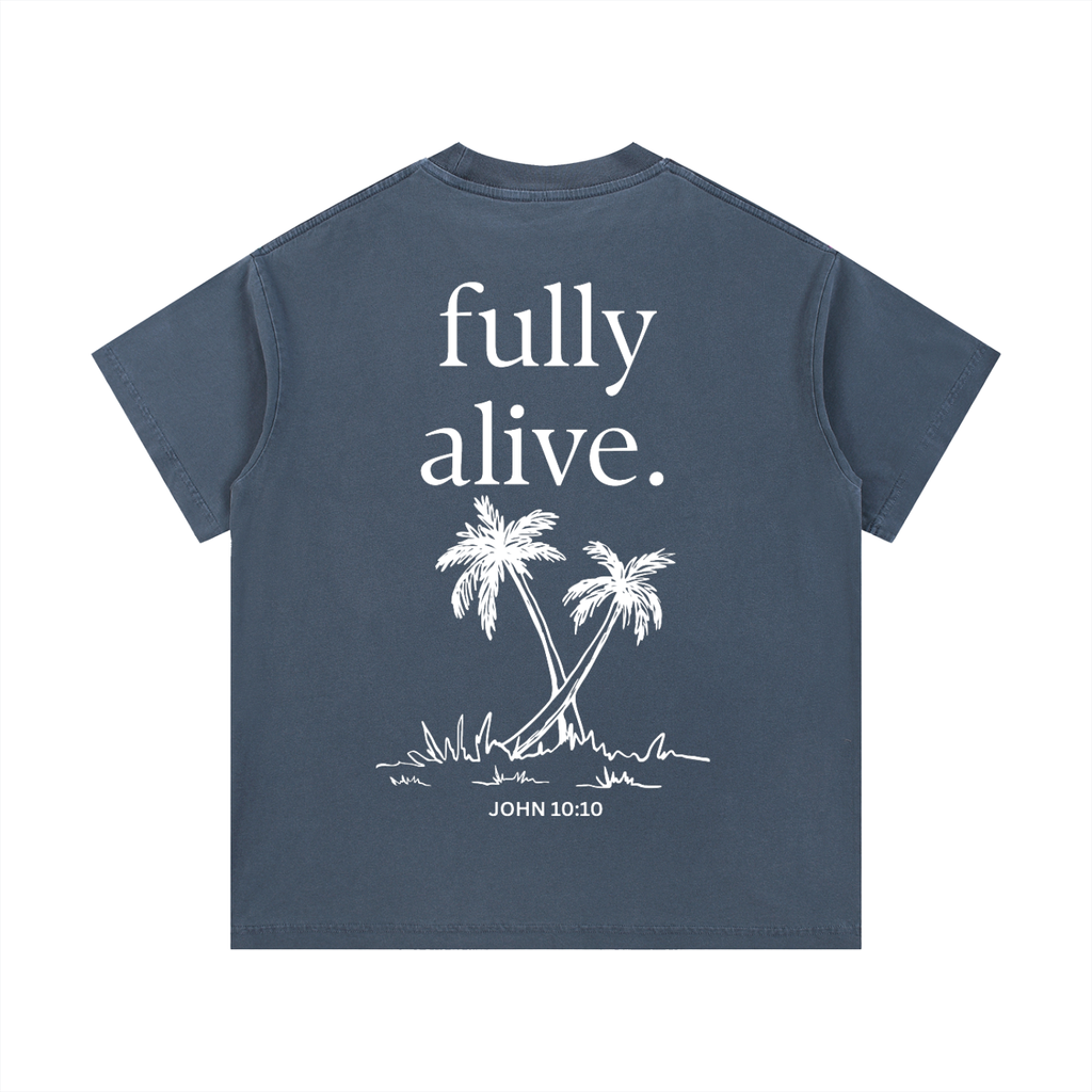 "ALIVE" Vintage Wash Cotton T-Shirt