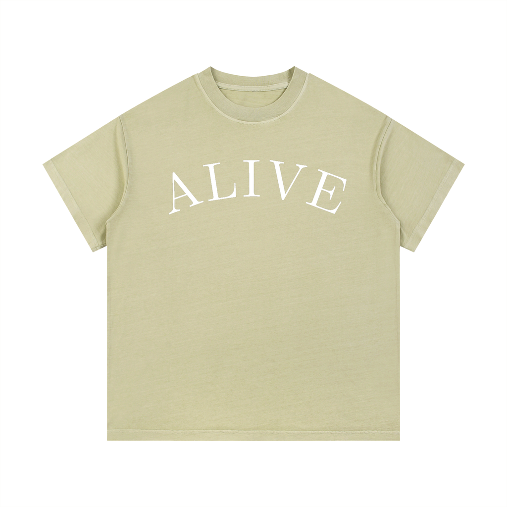 "ALIVE" Vintage Wash Cotton T-Shirt