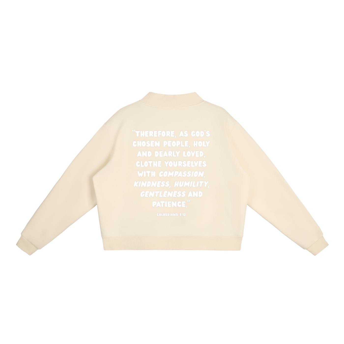 "CHOSEN." Fleece Mock-Neck Crew Sweatshirt