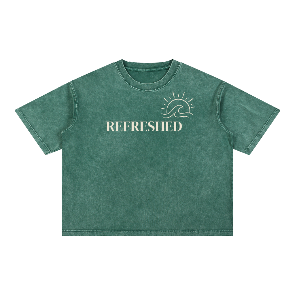 "REFRESHED" Mineral Wash Boxy Cotton T-Shirt