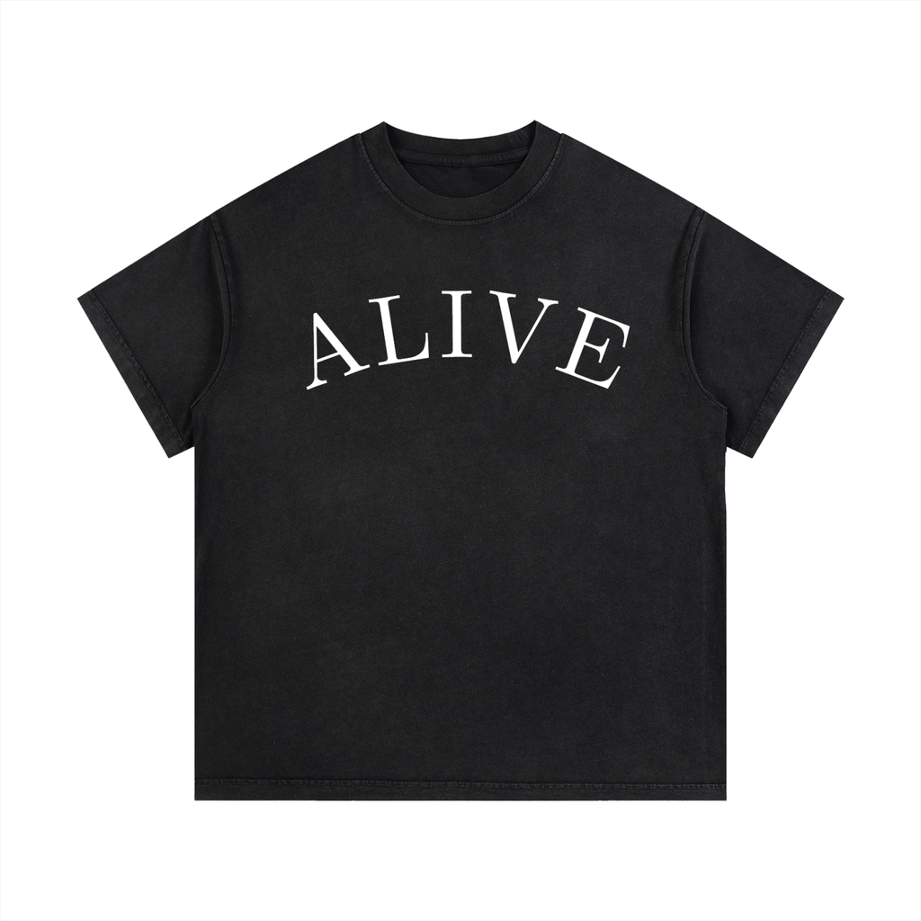"ALIVE" Vintage Wash Cotton T-Shirt
