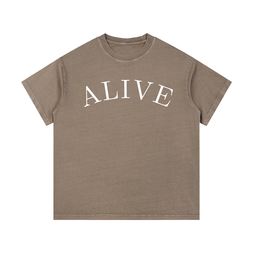 "ALIVE" Vintage Wash Cotton T-Shirt