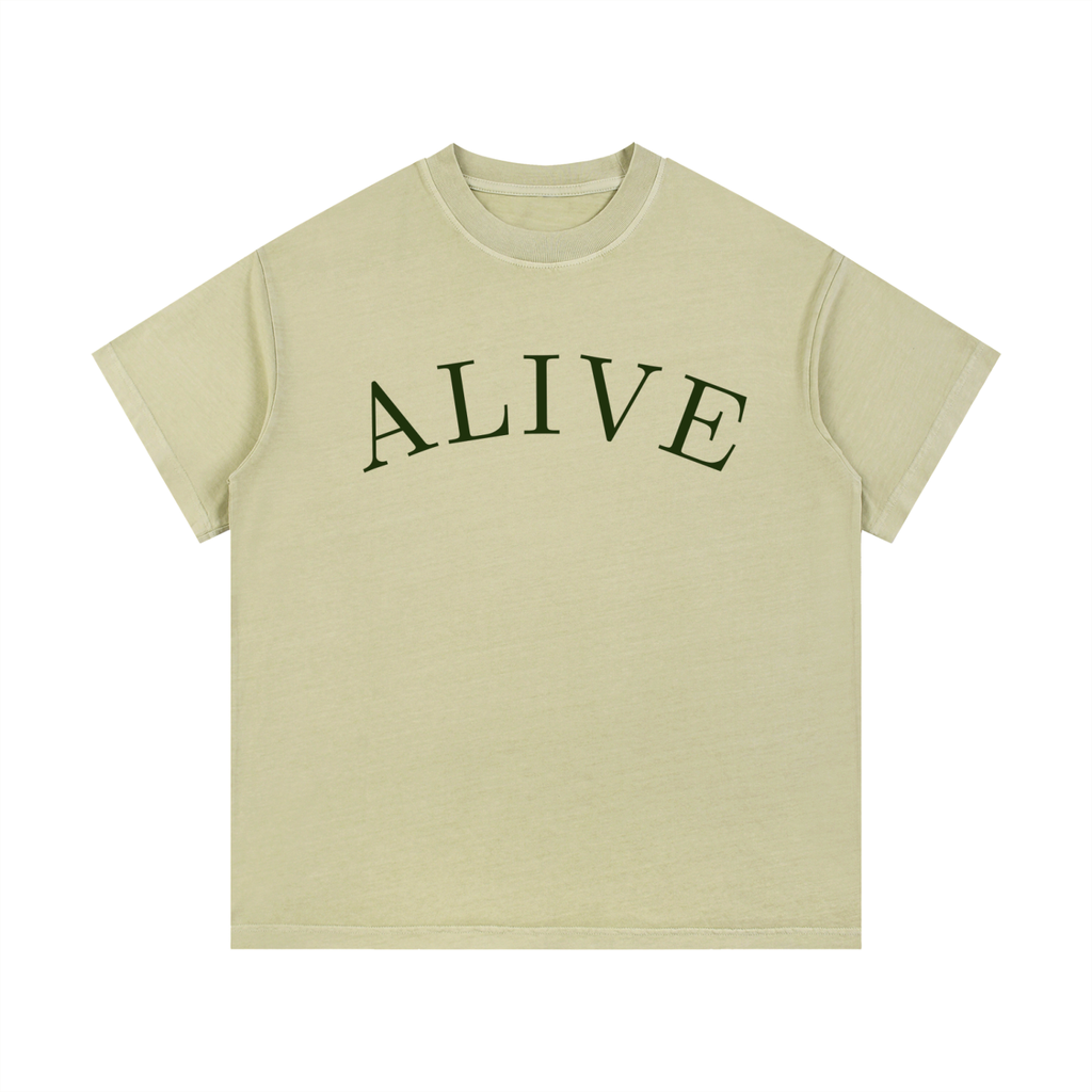 "ALIVE" Vintage Wash Cotton T-Shirt