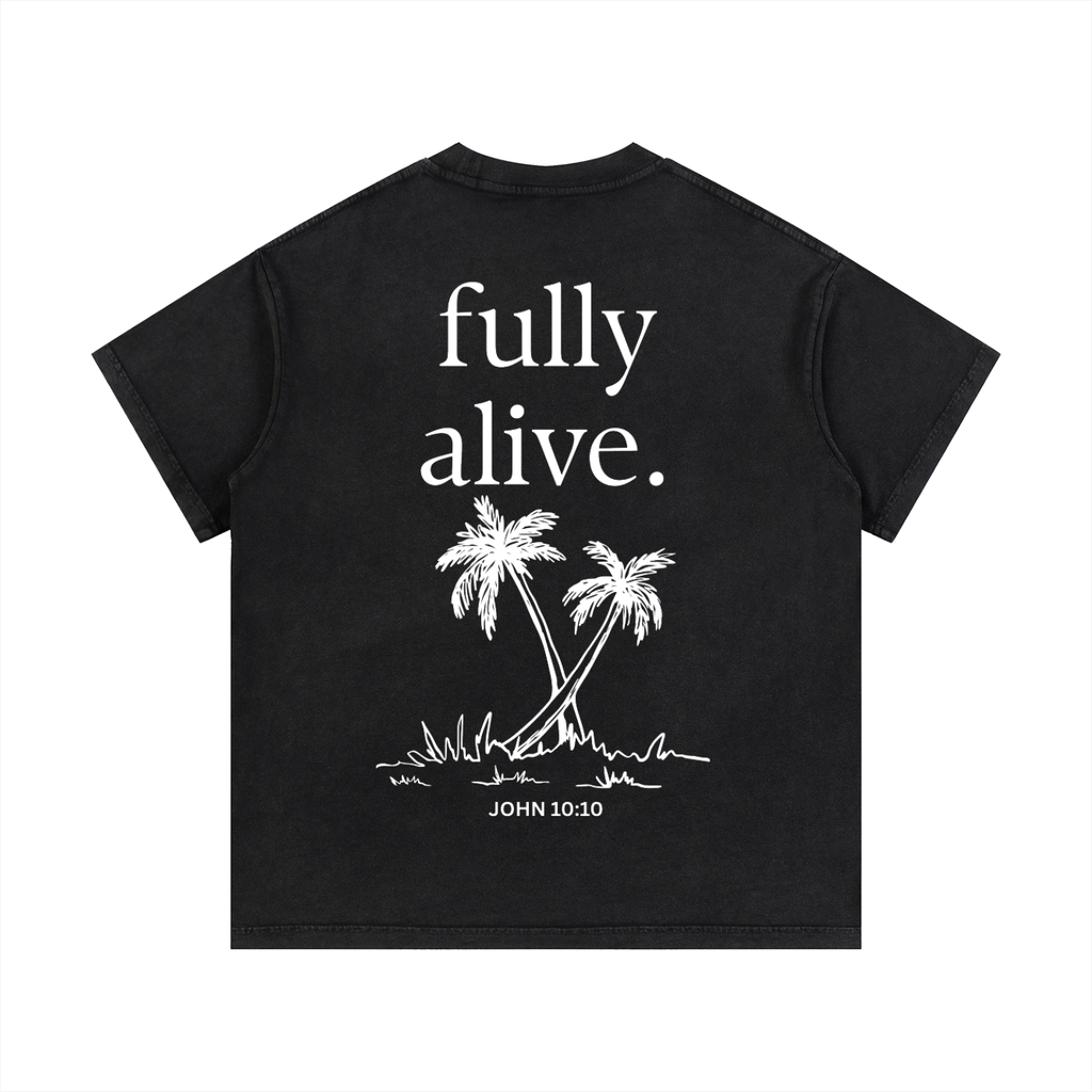 "ALIVE" Vintage Wash Cotton T-Shirt