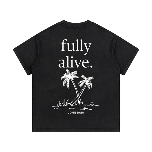 "ALIVE" Vintage Wash Cotton T-Shirt
