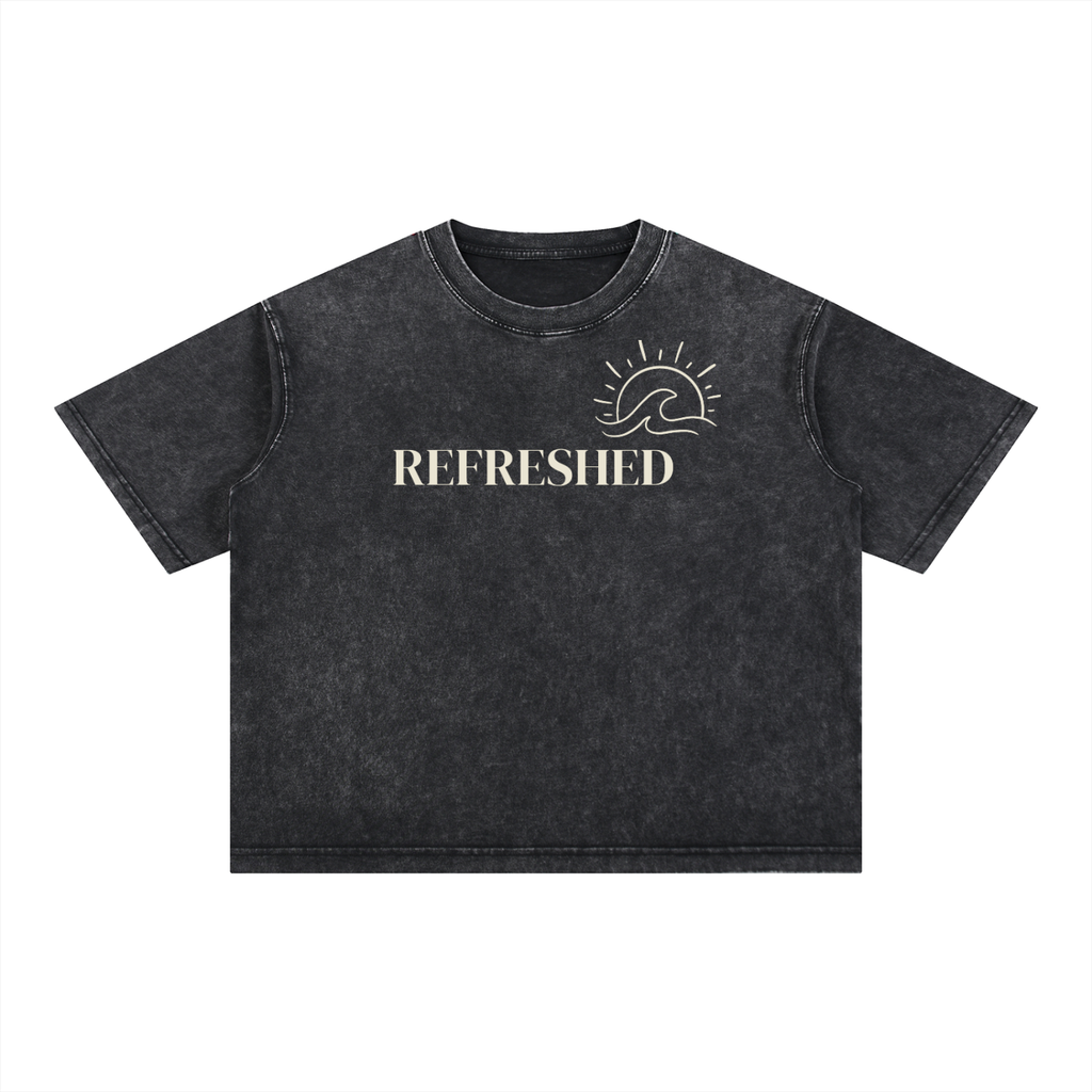 "REFRESHED" Mineral Wash Boxy Cotton T-Shirt