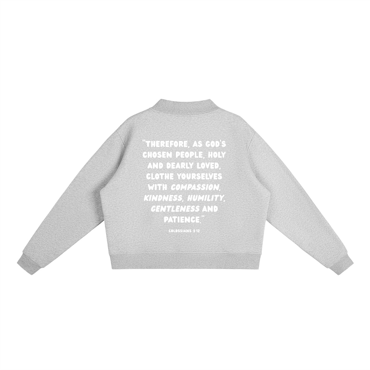 "CHOSEN." Fleece Mock-Neck Crew Sweatshirt