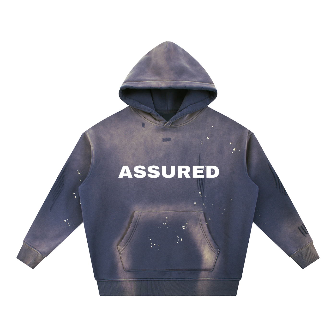 "ASSURED" Vintage Washed Frayed Fleece Hoodie